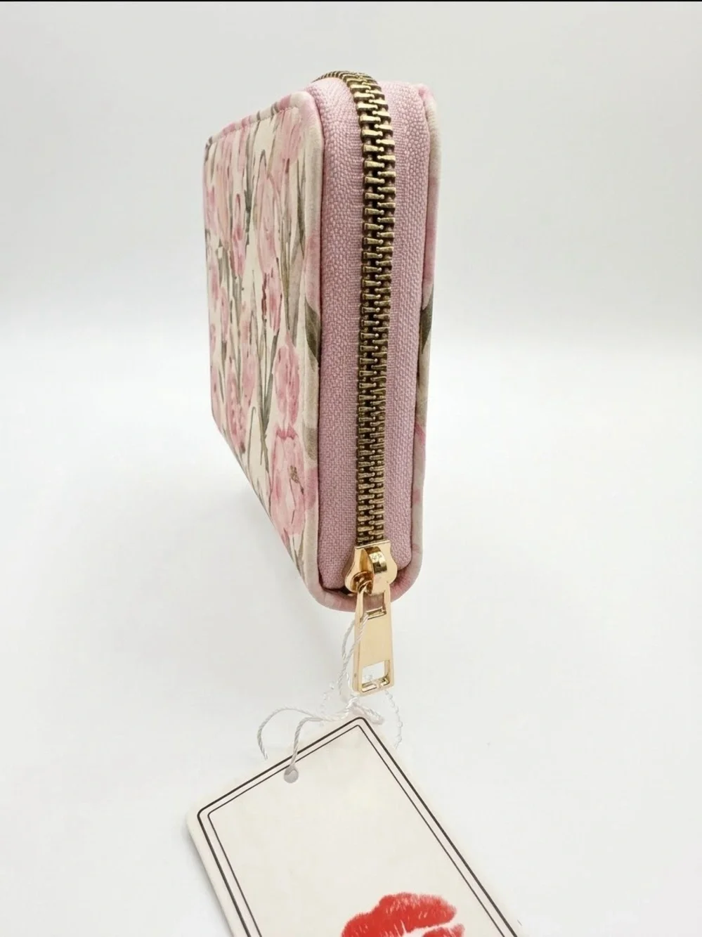 Floral Pink Tulip Zip-Around Wallet NWT